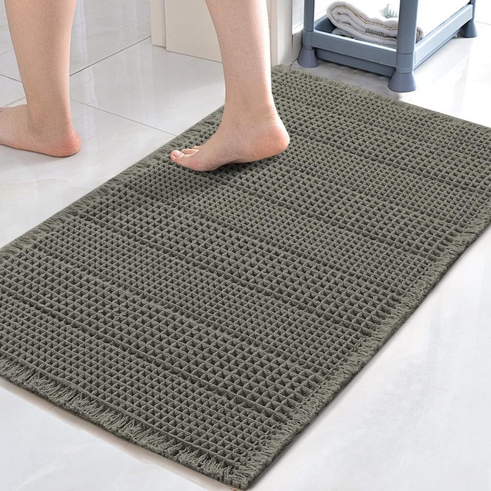 H.VERSAILTEX Upgraded Waffle Bath Mat Super Absorbent 24" x 36", Smokey Olive
